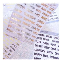 Custom Rosegold Foiling Text Stickers for Planner Journals