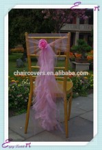 YHS#517 organza curly polyester banquet wedding wholesale chair cover sash bow
