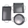 3pcs mini panier de barbecue en acier au carbone enduit antiadhésif