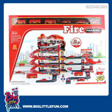 Fire engine car toy parking garage toy