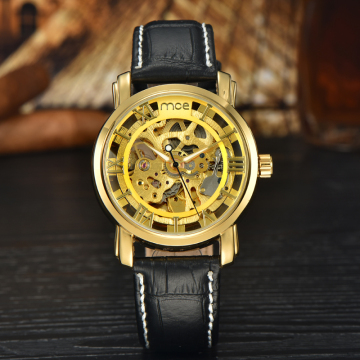 machine case dial gold plated wrist watch