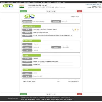 Palmitic Acid India Import Data Sample