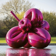 Large metal stainless steel balloon flower sculpture for outdoor decoration