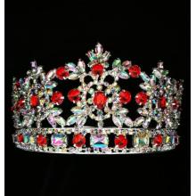 Tiara redonda de flor de diamante de imitación AB de 3 pulgadas