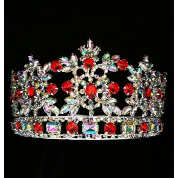 Tiara redonda de flor de diamante de imitación AB de 3 pulgadas