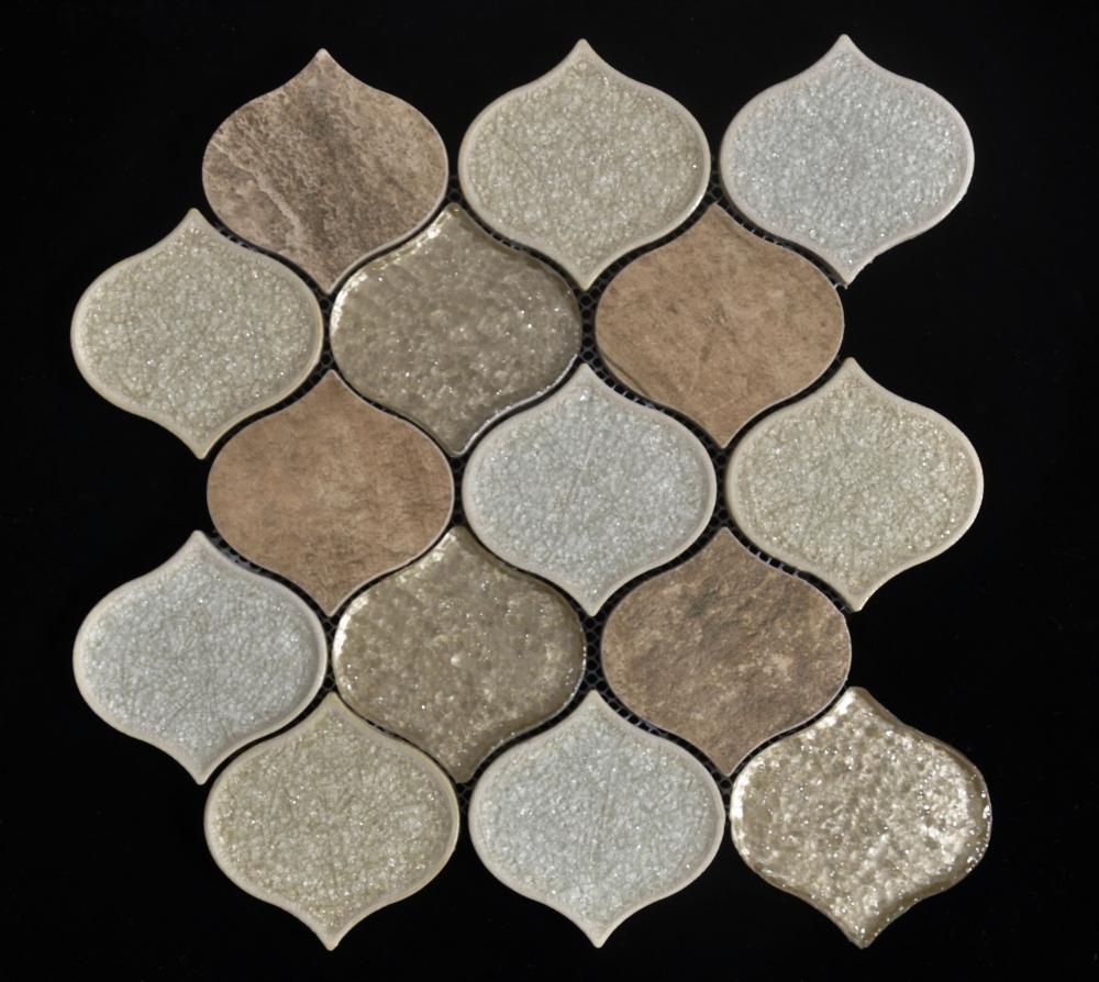 Brown Lartern Shape Porcelain Glass Mix Mosaic