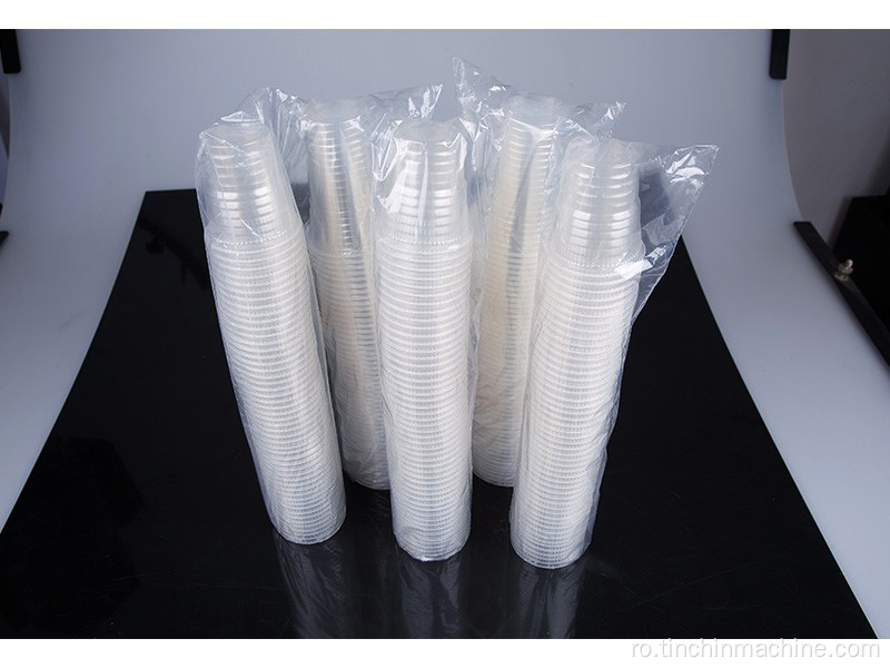Mașină de ambalare a cupei verticale din plastic cu contor cu laser