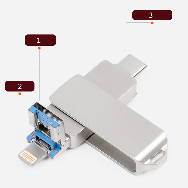 محرك فلاش USB 3 في 1 لأجهزة iPhone