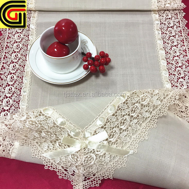 shining ribbon with lace table runner oblong shape