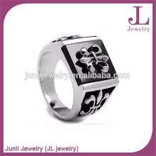 Masonic Rings Stainless Steel Silver Black Fleur De Lis Rings