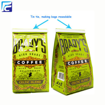 Custom printing coffee packaging bags with tin tie