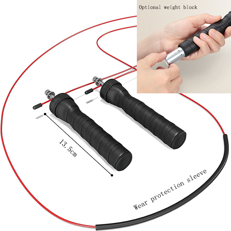 Customized non-slip sweat-absorbent racing jump rope leather skipping rope fitness