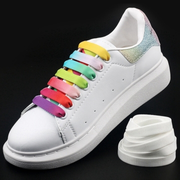 Gradient Color Shoelaces Rainbow Laces for Classic White Shoes - Unisex Flat Laces 100/120/140cm 6 Colors
