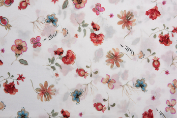 Small Flowers Pattern White BackGround Printed Fabrics