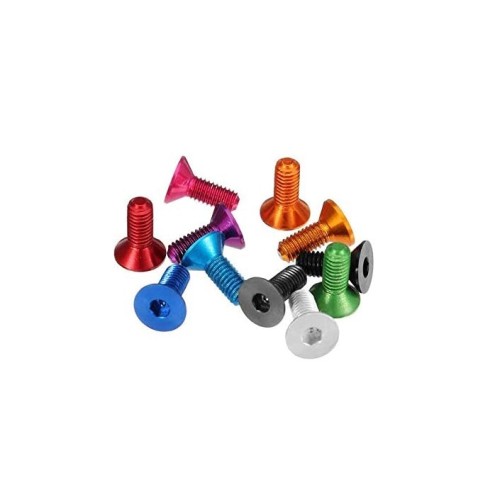 Skru aluminium berwarna-warni anodized kepala countersunk rata