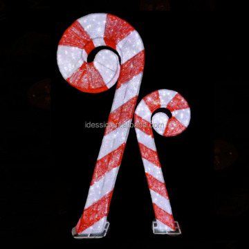 Large Creative 3D Lighted Candy Cane Displays for Shopping Mall Christmas Decorations