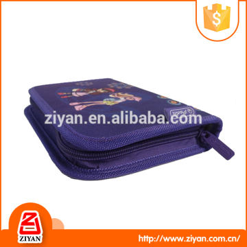 420DPVC dark purple cartoon girl pattern double open girl pencil case