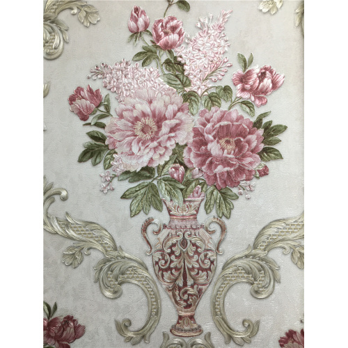 106cm Deep Embossed Flower Pvc Vinyl Wallpaper Tahan Air