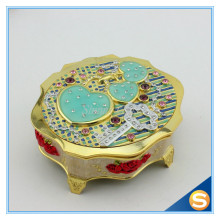 Shinny Gifts Concentric Lock Designs Metal Cosmetic Jewelry Box with Mirror for Wedding Gifts