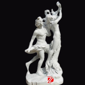 Marble boy and girl garden statue