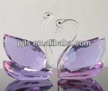 Purple Crystal Swan Paperweight, Collection Kissing Swans for Wedding Gifts