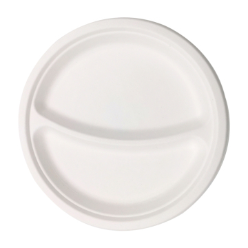 Restaurant compostable disposable 9" 2-Compartment Plate