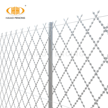 Welded razor wire fence