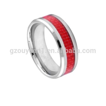 Tungsten Ring, New Red Carbon Fiber Inlay Tungsten Ring, Tungsten Ring with Carbon Fiber Inlay