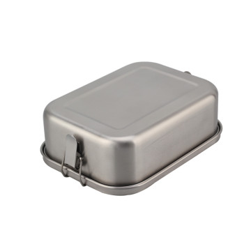 Two-compartment Stainless Steel Lunch Box with Metal Lock