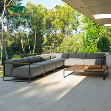 L-Shaped Outdoor Sofa Lounge Corner Set Aluminum Modular Garden Sofa Couch