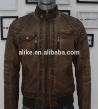 ALIKE man biker jacket pu jacket garment dye jacket
