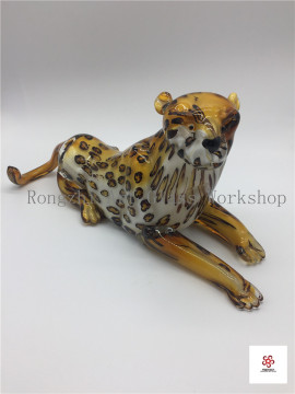 Sitting Tiger Glass Sculpture
