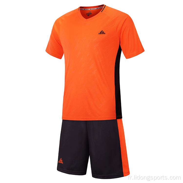 Ensemble de maillot de football simple cou personnalisé en gros simple