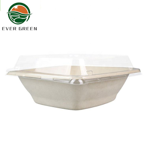 Bagasse Pulp Salad Container Square Bowl Food Container