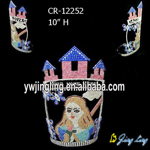 12 Inch Cute Girls Castle Tiara Rhinestone Crowns