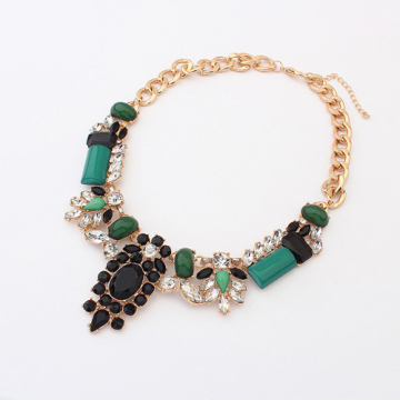 Exaggerate gold plate rhinestone Luxury statement necklace wholesale women choker Short Necklace