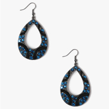 Big eye-shaped drop earring gun black plating drop earring with colored crystal