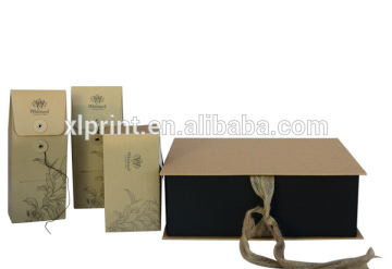 Paper cardboard foldable gift box with ribbon design