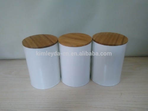 Quality Metal Canister With Bamboo Lid