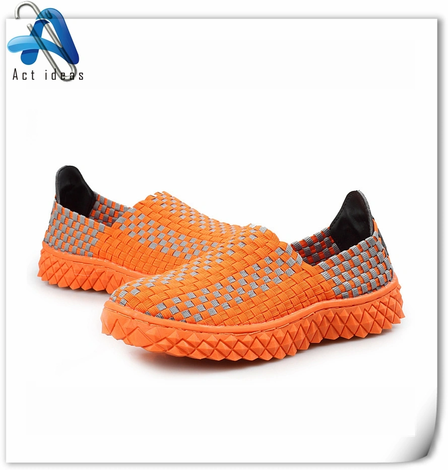 New Design Fashion Sole Woven Elastic Laces Shoes for Women