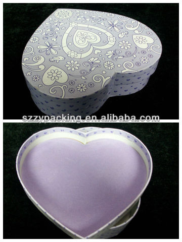 rigid heart shape velvet lined boxes