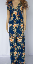 Long Jumpsuits with Blue Printed