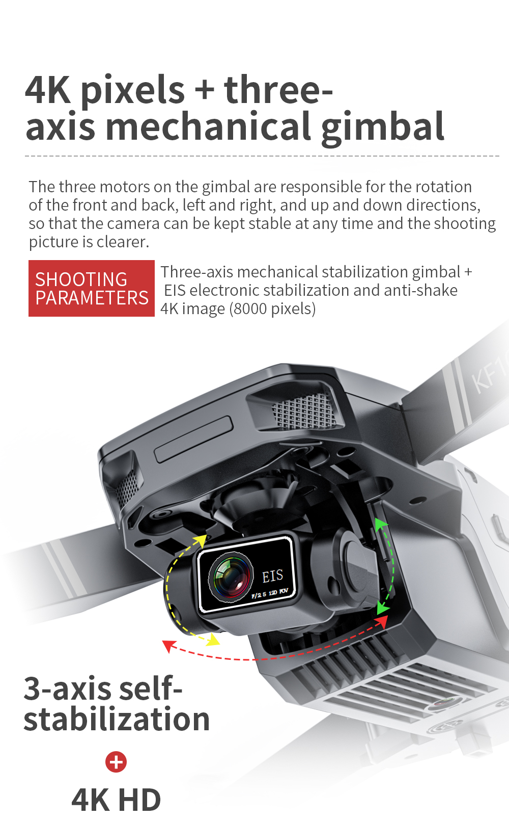 KF101 4K GPS Drone With Camera 3 Axis Gimbal Brushless FPV Quadcopter 5G Wifi 1.2km 25mins Remote Flight RC Helicopter Dron