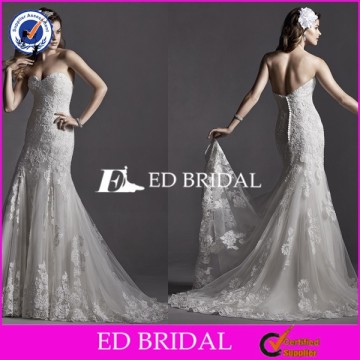 CE391 2015 Sweetheart Backless Appliqued Lace Mermaid Beautiful Wedding Dresses