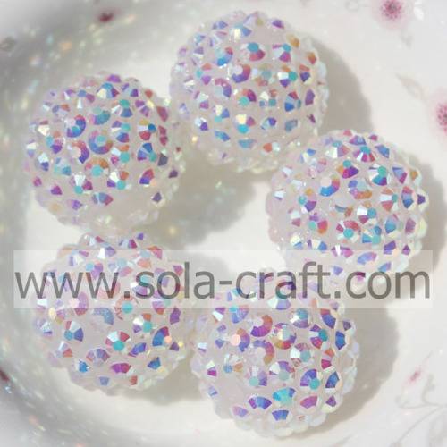 Jerry White AB Resin Rhinestone 18 * 20MM Ball Beads για Chunky κολιέ