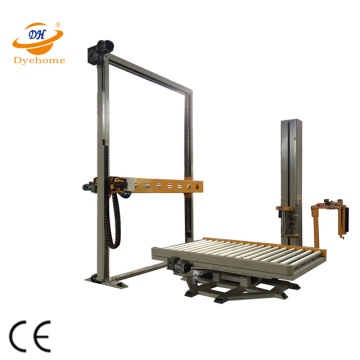 Conveyor pallet film wrap machine