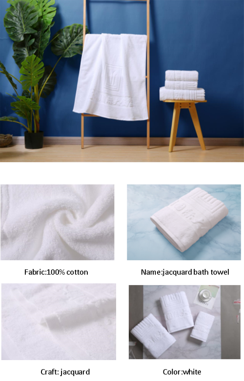 Jacquard White Hand Towel