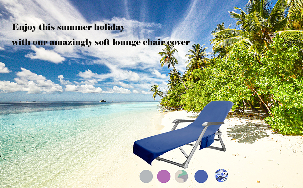 Microfiber Beach Lounger Chair Cover With Pockets