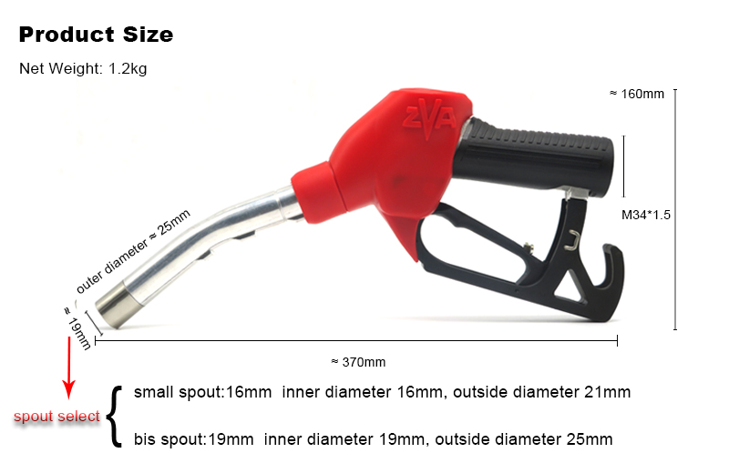 factory price ZVA Slimline 2 DN19 Automatic Shut Off fuel dispenser nozzle