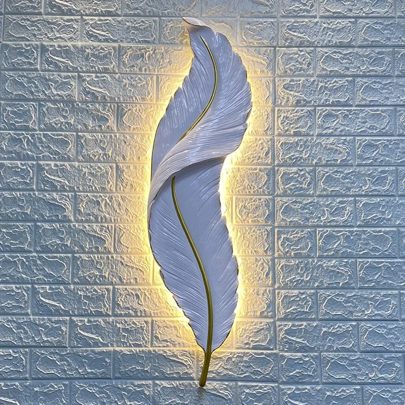 Modern LED Dimmable Wall Sconce with Elegant Feather Design Lamp